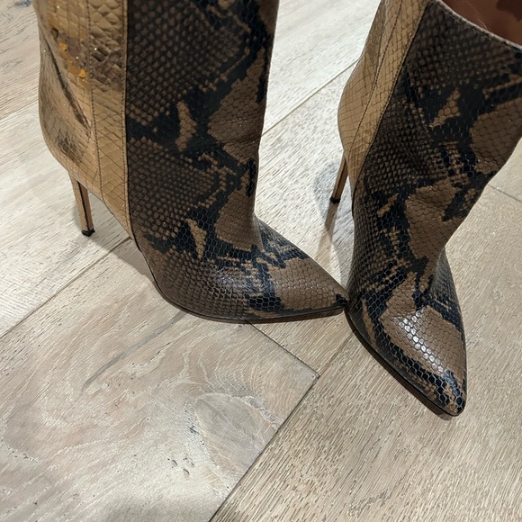 Paris Texas Snakeskin Heeled Boots in Black and Brown
